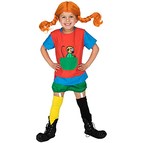 Pippi Langstrumpf Kostüm für Mädchen – Karneval Kostüm für Kinder, Faschingskostüme, Kinderkostüme, Halloween Kostüm – Kinderkleid für Kinder von 2 bis 4 Jahre von Pippi Langstrumpf