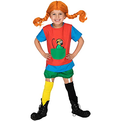 Pippi Langstrumpf Kostüm für Mädchen – Karneval Kostüm für Kinder, Faschingskostüme, Kinderkostüme, Halloween Kostüm – Kinderkleid für Kinder von 4 bis 6 Jahre von Pippi Langstrumpf