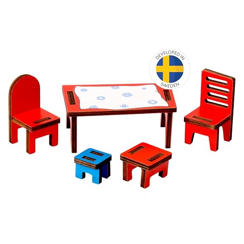 Pippi Langstrumpf Küchenmöbel – Offizielles Pippi Langstrumpf Zubehör-Set mit Tisch, Stühlen & Hockern – Passend zum Puppenhaus Villa Kunterbunt – Schwedisches Design – ab 3 Jahren Pippi Langstrumpf Küchenmöbel – Offizielles Pippi Langstrumpf Zubehör-Set mit Tisch, Stühlen & Hockern – Passend zum Puppenhaus Villa Kunterbunt – Schwedisches Design – ab 3 Jahren von Pippi Langstrumpf