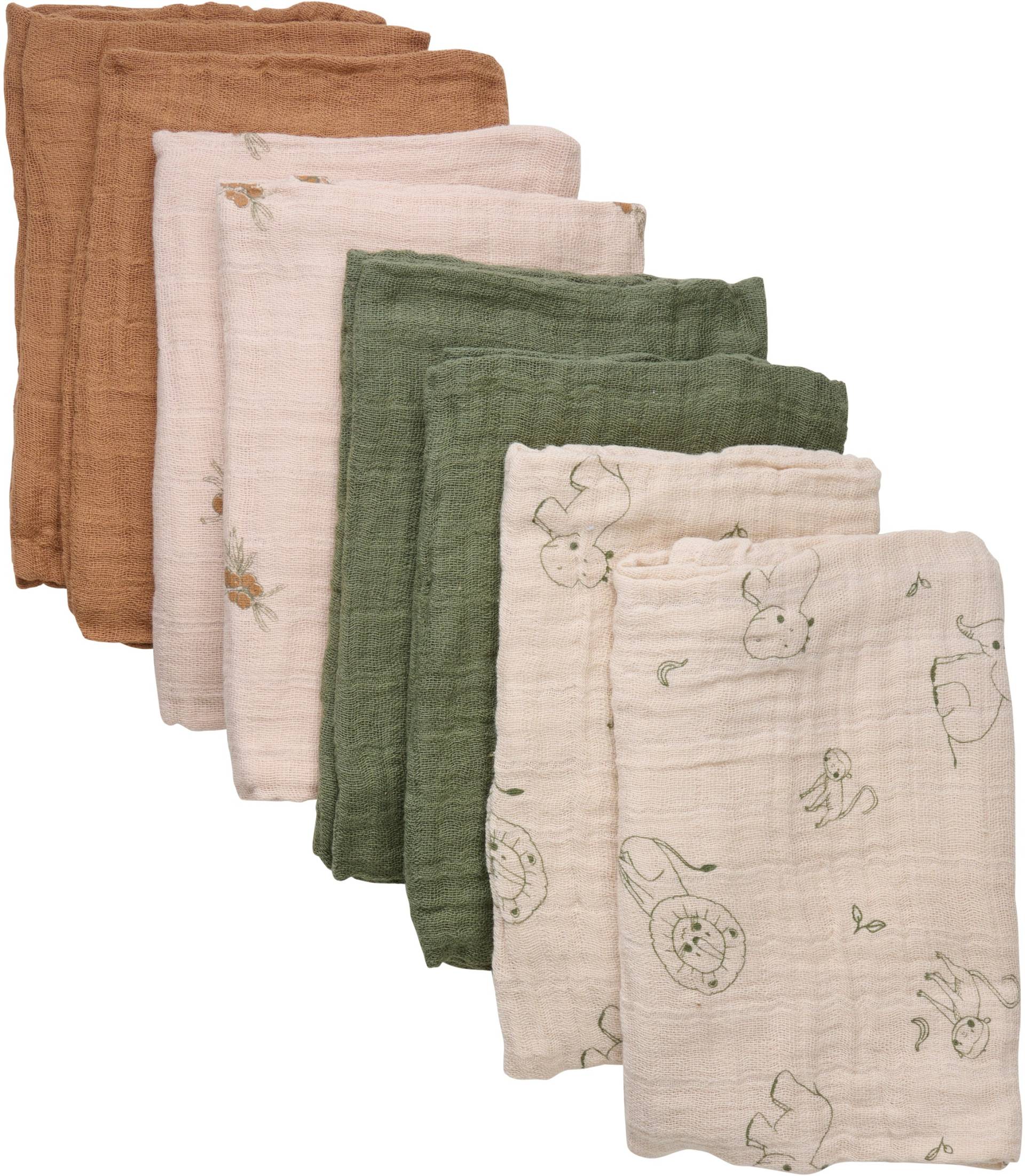 Pippi Musselintücher 8er-Pack, Deep Lichen Green Pippi Musselintücher 8er-Pack, Deep Lichen Green von Pippi