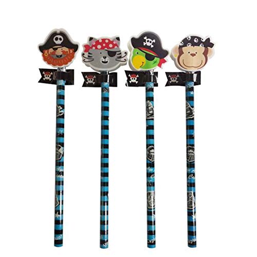 Piraten-Party: 4 Bleistifte Radiergummi für Schule und Kindergarten | Stift Zeichnen Schreiben Kinderpiraten Pencil Piraten-Party: 4 Bleistifte Radiergummi für Schule und Kindergarten | Stift Zeichnen Schreiben Kinderpiraten Pencil von Piraten-Party: