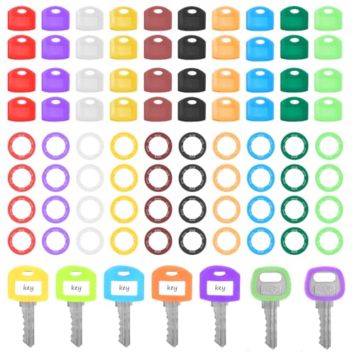 Piriuuo 80 Stück Schlüsselkappen, 2 Stile Bunte Schlüsselabdeckungen PVC Schlüsselkappen Schlüsselkennzeichnung Set Schlüsselringen für Organisation Hausschlüsseln Hausschlüssel-Etiketten, 10 Farben Piriuuo 80 Stück Schlüsselkappen, 2 Stile Bunte Schlüsselabdeckungen PVC Schlüsselkappen Schlüsselkennzeichnung Set Schlüsselringen für Organisation Hausschlüsseln Hausschlüssel-Etiketten, 10 Farben von Piriuuo