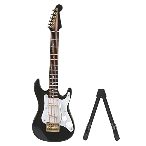 Hölzerne Gitarrenmodelle, Zarte 14 cm Miniatur-Akustik-E-Gitarren-Modell-Ornament, Miniatur-Holz-Miniatur-Gitarrenmodell mit Realistischem Aussehen (Black) von Pissente