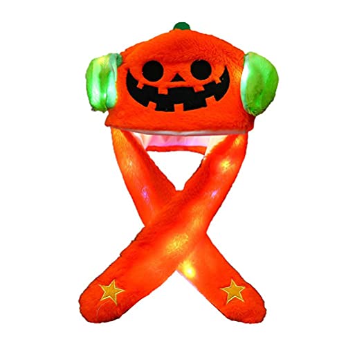 Pissente Niedlicher Jump-Hut mit Beweglichen Ohren und LED-Lichtern, Plüsch-Kürbis-Hut für Halloween, Cosplay, Weihnachten (D) von Pissente