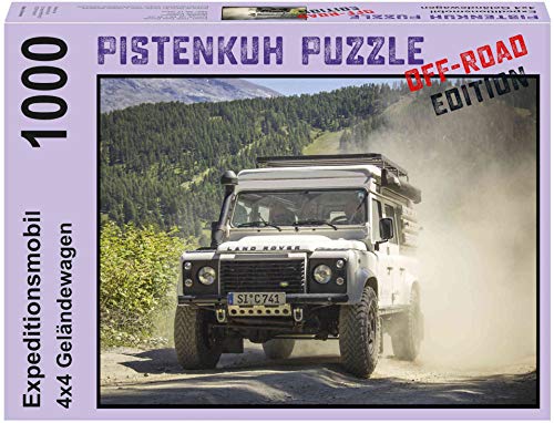 PISTENKUH Puzzle - Offroad Edition - Geländewagen 4x4-1000 Teile - Das Puzzlebild zeigt einen Land Rover Defender 110 von Pistenkuh