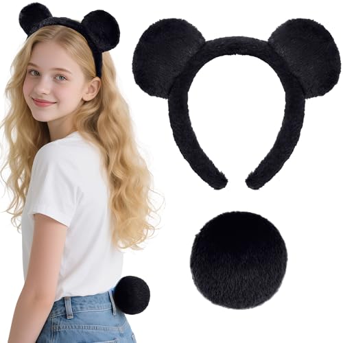 Pistha Bärenohren Stirnband Schwanz Set, Bär Kostüm Stirnband für Erwachsene Frauen Männer für Halloween Party Kopfbedeckung Zubehör Pistha Bärenohren Stirnband Schwanz Set, Bär Kostüm Stirnband für Erwachsene Frauen Männer für Halloween Party Kopfbedeckung Zubehör von Pistha