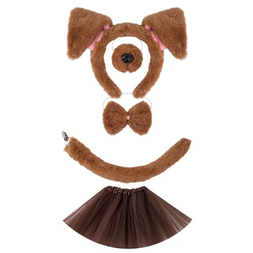 1/4/5-teiliges Hundekostüm-Zubehör-Set mit Hundeohren, Stirnband, Schwanz, Tutu, Rock, Zubehör-Set, Kinder-Tierverkleidungs-Set 1/4/5-teiliges Hundekostüm-Zubehör-Set mit Hundeohren, Stirnband, Schwanz, Tutu, Rock, Zubehör-Set, Kinder-Tierverkleidungs-Set von Pitadue