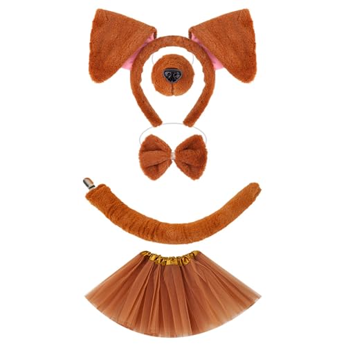1/4/5-teiliges Hundekostüm-Zubehör-Set mit Hundeohren, Stirnband, Schwanz, Tutu, Rock, Zubehör-Set, Kinder-Tierverkleidungs-Set 1/4/5-teiliges Hundekostüm-Zubehör-Set mit Hundeohren, Stirnband, Schwanz, Tutu, Rock, Zubehör-Set, Kinder-Tierverkleidungs-Set von Pitadue