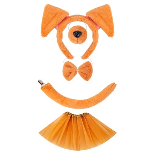 1/4/5-teiliges Hundekostüm-Zubehör-Set mit Hundeohren, Stirnband, Schwanz, Tutu, Rock, Zubehör-Set, Kinder-Tierverkleidungs-Set 1/4/5-teiliges Hundekostüm-Zubehör-Set mit Hundeohren, Stirnband, Schwanz, Tutu, Rock, Zubehör-Set, Kinder-Tierverkleidungs-Set von Pitadue