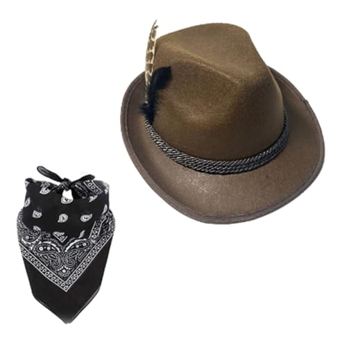 Federhut Oktoberfest Kostüm mit Hut Schal und Herz Rahmen Brille für Herren Damen Oktoberfest Bier Mottoparty Federhut Oktoberfest Kostüm mit Hut Schal und Herz Rahmen Brille für Herren Damen Oktoberfest Bier Mottoparty von Pitadue