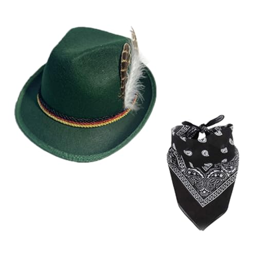 Federhut Oktoberfest Kostüm mit Hut Schal und Herz Rahmen Brille für Herren Damen Oktoberfest Bier Mottoparty Federhut Oktoberfest Kostüm mit Hut Schal und Herz Rahmen Brille für Herren Damen Oktoberfest Bier Mottoparty von Pitadue