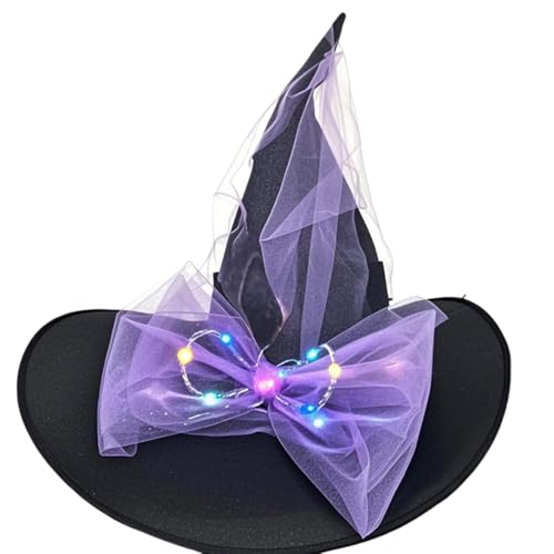 Halloween-Hexenhut, beleuchtete Schleife, Zauberer-Kappen, groß, schwarz, Hexenhut für Halloween-Party, Dekoration, Cosplay-Kostüme Halloween-Hexenhut, beleuchtete Schleife, Zauberer-Kappen, groß, schwarz, Hexenhut für Halloween-Party, Dekoration, Cosplay-Kostüme von Pitadue