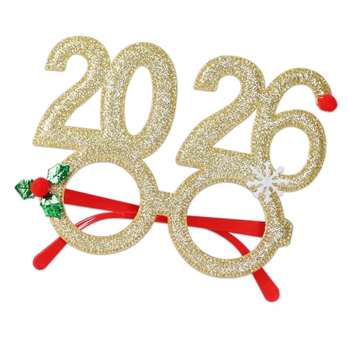 Happy New Year Brille Fancy Party Brille Weihnachten Brillenrahmen Weihnachten Brille ohne Gläser für Damen Herren von Pitadue