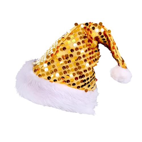 Pitadue Blingbling Weihnachtsmützen Uni Weihnachtsmannmützen mit Pailletten und pelzigem weißem Rand für Cosplay-Aktivitäten und Urlaubsmode von Pitadue