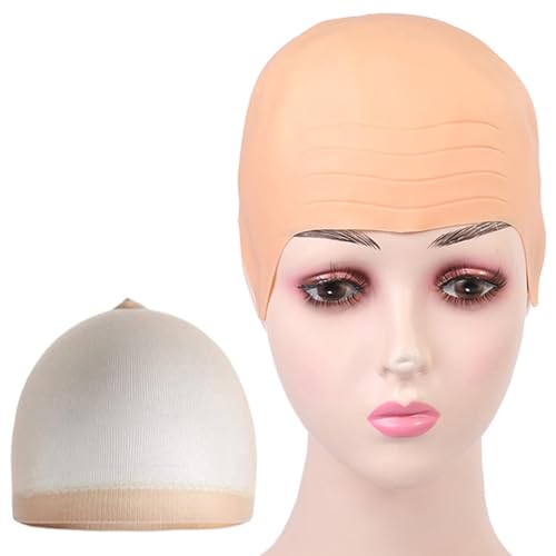Pitadue Glatzenhauben mit Haarnetz, Halloween-Make-up, Glatzenkopf-Perücke, Kappe, gefälschte Glatzenperücken, Kostüm-Zubehör, Kinder, Erwachsene, Männer, Frauen von Pitadue