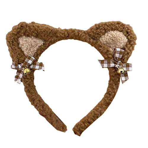 Pitadue Plüsch für Ohren, Stirnband mit Glocken, Schleifen, Tier, Kätzchenohren, Haarband zum Waschen des Gesichts, Halloween, Weihnachtsrequisite von Pitadue