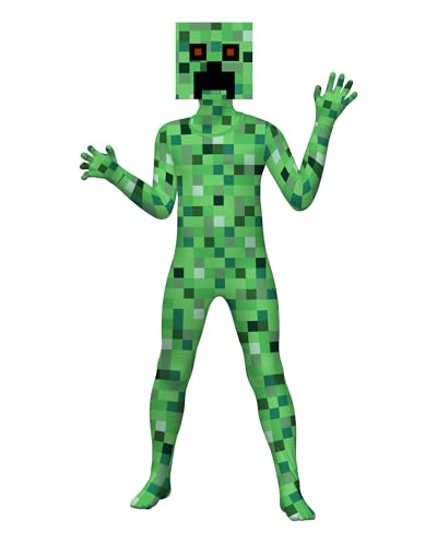 Pitevotur Creeper Kostüm für Jungen, Videospiel, Alex-Outfit für Kinder, Party, Halloween, Cosplay, Verkleidung für 3–12 Jahre von Pitevotur