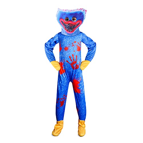 Pitevotur Huggy Monster Kostüme, Horror-Spiel-Outfit, blauer Overall für Kinder von 5–12 Jahren von Pitevotur