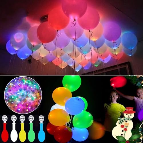 Leuchtende Luftballons 45PCS Luftballon mit Farbig Led Ballonlichter Leuchtluftballons für Karneval Geburtstag Junge Mädchen Deko Neon Party Gadget Bunt Ballons Mini Lichter Hochzeitsdeko von Piucrty