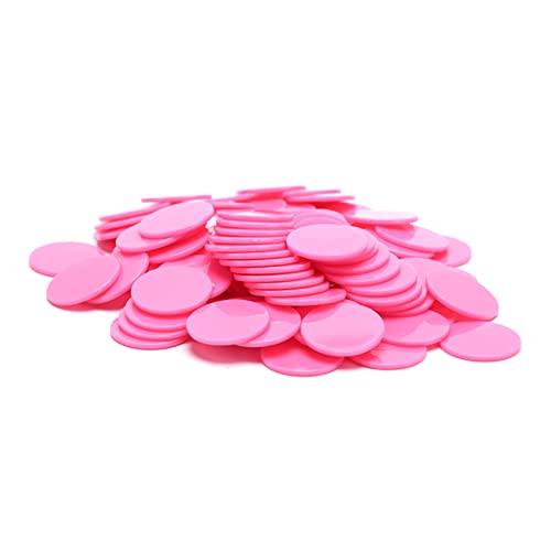 Jetons 100pcs / Lot 9 Farben 25mm Kunststoff Poker Chips Casino Bingo Marker Spaß Familie Club Brettspiele Spielzeug Kreatives Geschenk Jetons Chips (Size : Pink) von PiurUf