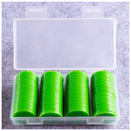 PiurUf Jetons 100 stücke 25mm Kunststoff Poker-Chips Bingo-Marker for Spaß-Familien-Club-Karneval Bingo-Brett-Spiel Liefert 9 Farben mit Kunststoffkiste Jetons Chips (Size : Green) von PiurUf