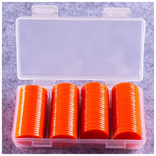 PiurUf Jetons 100 stücke 25mm Kunststoff Poker-Chips Bingo-Marker for Spaß-Familien-Club-Karneval Bingo-Brett-Spiel Liefert 9 Farben mit Kunststoffkiste Jetons Chips (Size : Orange) von PiurUf