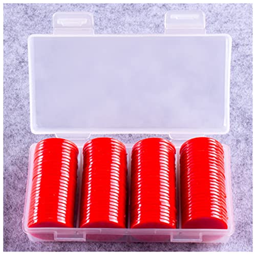 PiurUf Jetons 100 stücke 25mm Kunststoff Poker-Chips Bingo-Marker for Spaß-Familien-Club-Karneval Bingo-Brett-Spiel Liefert 9 Farben mit Kunststoffkiste Jetons Chips (Size : Red) von PiurUf