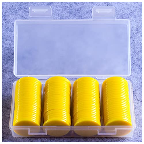PiurUf Jetons 100 stücke 25mm Kunststoff Poker-Chips Bingo-Marker for Spaß-Familien-Club-Karneval Bingo-Brett-Spiel Liefert 9 Farben mit Kunststoffkiste Jetons Chips (Size : Yellow) von PiurUf