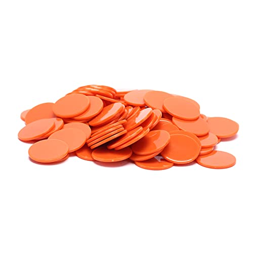 PiurUf Jetons 100pcs / Lot 9 Farben 25mm Kunststoff Poker Chips Casino Bingo Marker Spaß Familie Club Brettspiele Spielzeug Kreatives Geschenk Jetons Chips (Size : Orange) von PiurUf