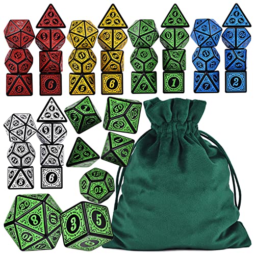 Würfel 6 Sets Polyhedral 7-Die Runenwürfel D4-D20 mit Tasche for DND RPG. Kriegsabenteuerspiele. Gezinkte Würfel (Size : Green) von PiurUf