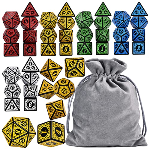 Würfel 6 Sets Polyhedral 7-Die Runenwürfel D4-D20 mit Tasche for DND RPG. Kriegsabenteuerspiele. Gezinkte Würfel (Size : Grey) von PiurUf