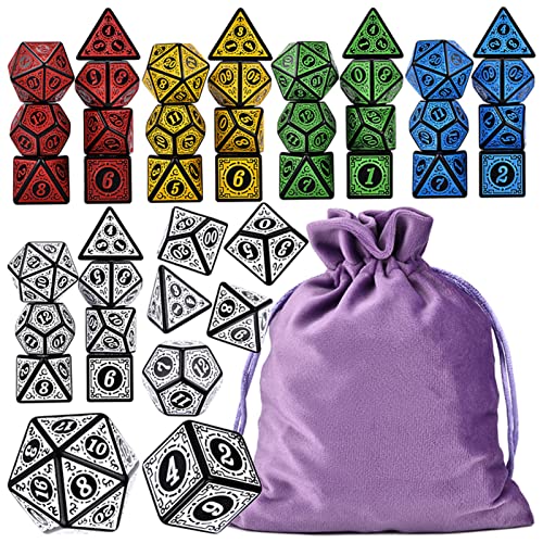 Würfel 6 Sets Polyhedral 7-Die Runenwürfel D4-D20 mit Tasche for DND RPG. Kriegsabenteuerspiele. Gezinkte Würfel (Size : Purple) von PiurUf