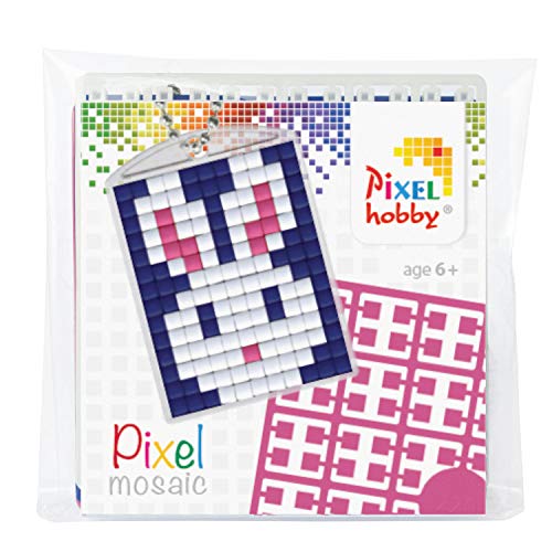 Pixel P23010 Mosaik Medaillon Hase, Schlüsselanhänger für Kinder zum Selbstgestalten, kinderleichtes Stecksystem, ohne Bügeln und Kleben, Steinchen aus Biokunststoff von Pracht Creatives Hobby