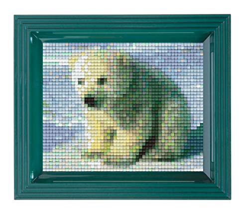 Pracht Creatives Hobby Pracht Creatives Hobby Pixel P31036 Mosaik Geschenkverpackung Eisbär, Pixelbild mit Rahmen, kinderleichtes Stecksystem, ohne Bügeln und Kleben, Steinchen aus Biokunststoff von Pracht Creatives Hobby