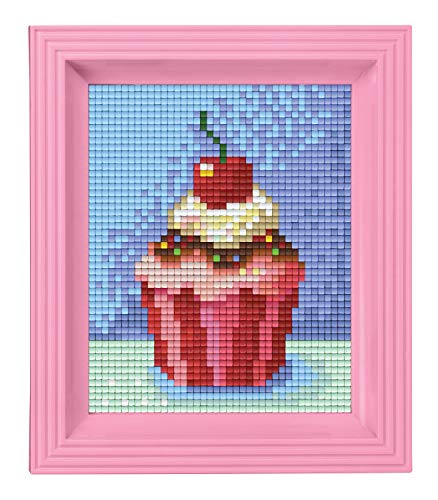 Pracht Creatives Hobby Pracht Creatives Hobby Pixel P31228 Mosaik Geschenkverpackung Cupcake, Pixelbild mit Rahmen, kinderleichtes Stecksystem, ohne Bügeln und Kleben, Steinchen aus Biokunststoff von Pracht Creatives Hobby