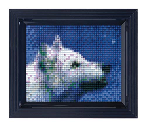 Pixel P31302 Mosaik Geschenkverpackung Wolf, Pixelbild mit Rahmen, kinderleichtes Stecksystem, ohne Bügeln und Kleben, Steinchen aus Biokunststoff von Pracht Creatives Hobby
