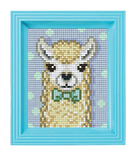 Pixel P31441 Mosaik Geschenkverpackung Alpaka, Pixelbild mit Rahmen, kinderleichtes Stecksystem, ohne Bügeln und Kleben, Steinchen aus Biokunststoff von Pracht Creatives Hobby