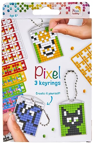 Pixel P20130 Mosaik Medaillon Tiere, Schlüssel-Anhänger für Kinder zum Selbstgestalten, kinderleichtes Stecksystem, ohne Bügeln u. Kleben, Steinchen aus Biokunststoff von Pracht Creatives Hobby