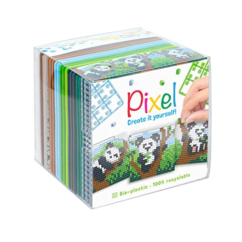 Pracht Creatives Hobby Pixel P29020 - Bastelset "Panda", Stecksystem als kreatives Hobby für Kinder ab 6 Jahre, Würfelbox mit Motivvorlagen und Pixelquadraten von Pracht Creatives Hobby