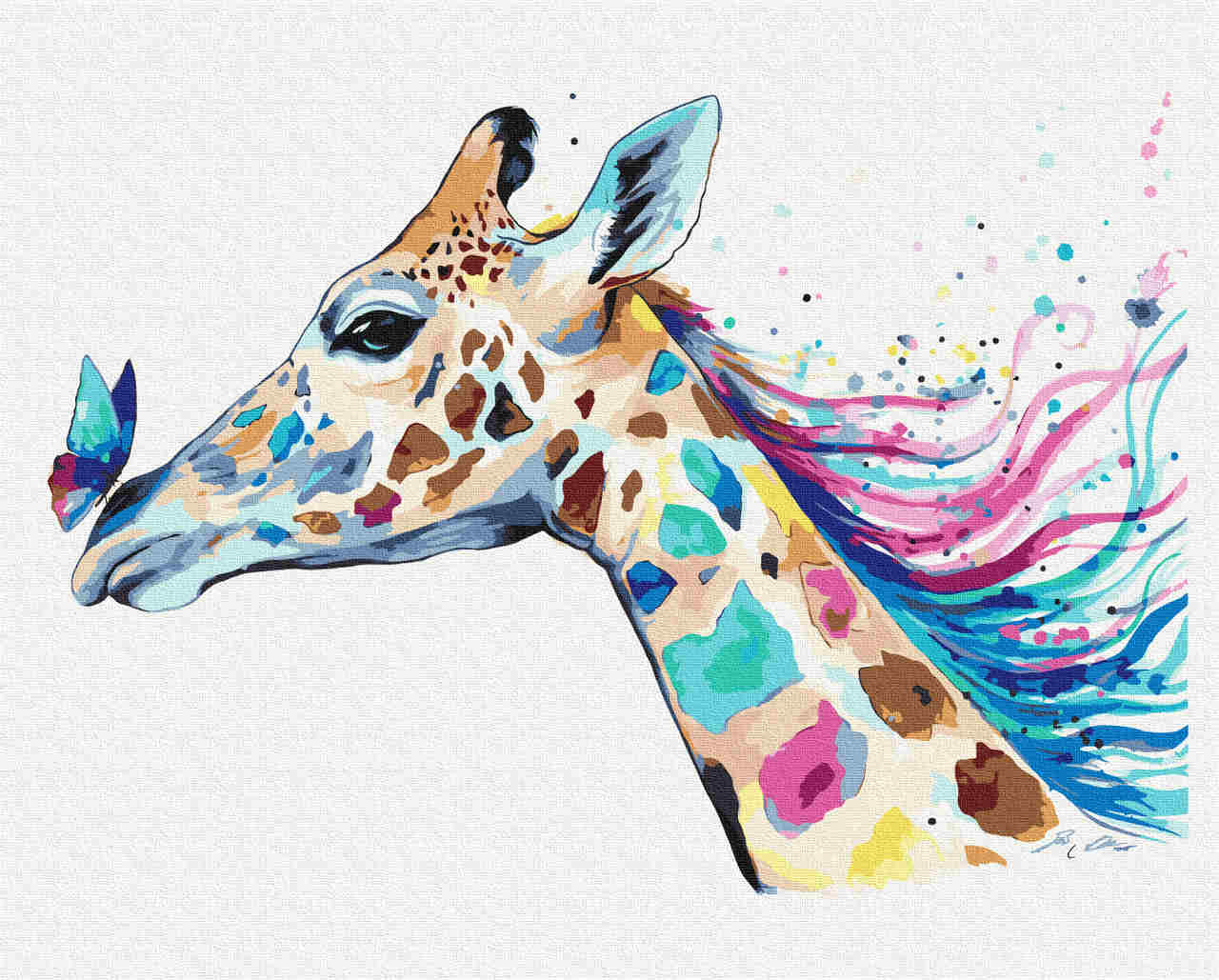 Malen nach Zahlen - Giraffe - by Pixie Cold, mit Rahmen von Pixie Cold