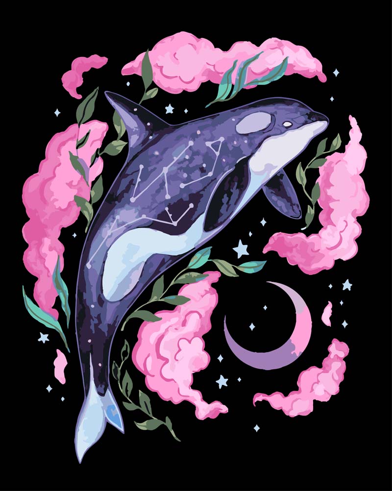 Malen nach Zahlen - Orca und Mond - by Pixie Cold, ohne Rahmen Malen nach Zahlen - Orca und Mond - by Pixie Cold, ohne Rahmen von Pixie Cold