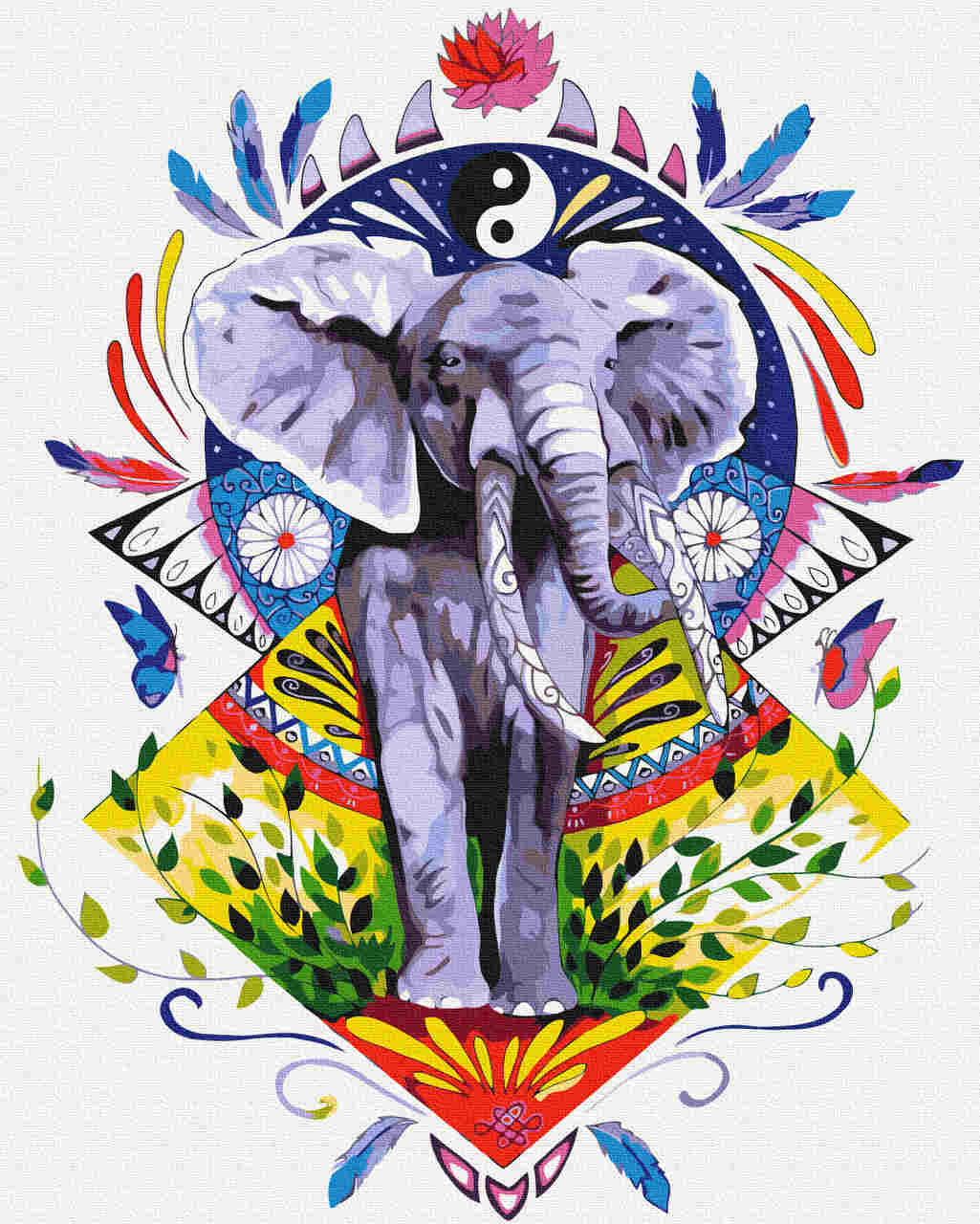 Malen nach Zahlen - life balance elefant - by Pixie Cold, mit Rahmen von Pixie Cold