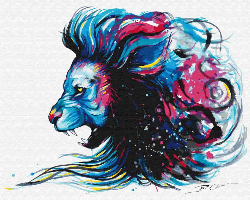 Malen nach Zahlen - lion color - by Pixie Cold, mit Rahmen von Pixie Cold