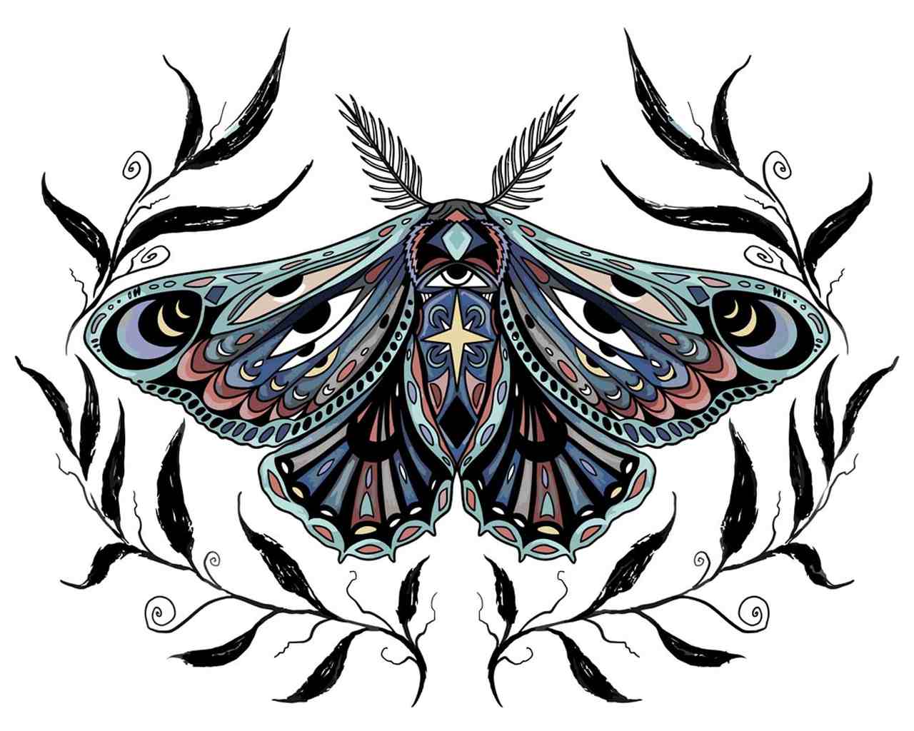 Malen nach Zahlen - spirituelle Motte mit Augenmuster - by Pixie Cold, ohne Rahmen Malen nach Zahlen - spirituelle Motte mit Augenmuster - by Pixie Cold, ohne Rahmen von Pixie Cold