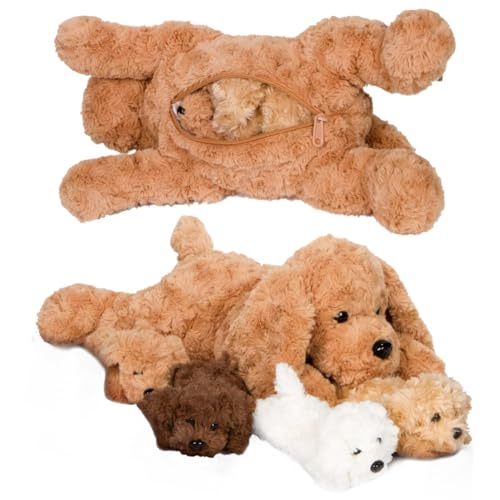 Mister M PixieCrush Kinder Plüschtier mit überraschenden Babytieren â Magische Snugababies â Hundemama mit 4 Welpen im Bauch â Kuscheltier, perfekt für die Schlafenszeit von PixieCrush