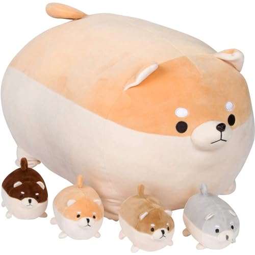 Snugababies Shiba Inu Stofftier Mama mit 4 Baby Welpen im Bauch - Plüschtier Anime Corgi & Akita Kawaii Hund Weiches Kissen Plüschtier Geschenke für Jungen Mädchen, Mama Surprise Snugababies Shiba Inu Stofftier Mama mit 4 Baby Welpen im Bauch - Plüschtier Anime Corgi & Akita Kawaii Hund Weiches Kissen Plüschtier Geschenke für Jungen Mädchen, Mama Surprise von PixieCrush