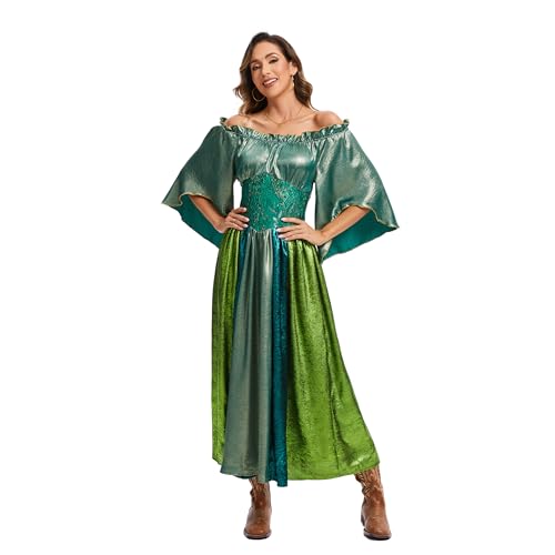 Pixiemain Renaissance-Kostüm für Damen, mittelalterliches Chemise, Prinzessinnenkleid, Grün, Größe L Pixiemain Renaissance-Kostüm für Damen, mittelalterliches Chemise, Prinzessinnenkleid, Grün, Größe L von Pixiemain