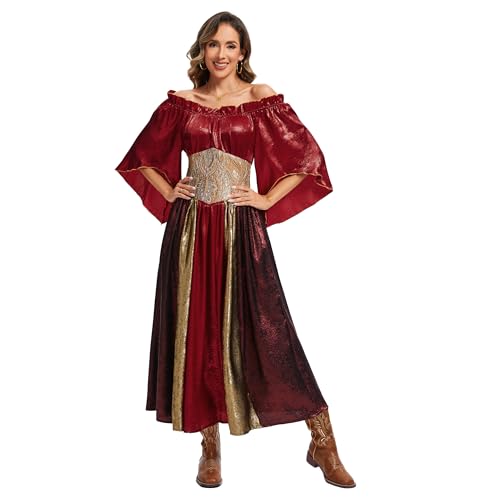 Pixiemain Renaissance-Kostüm für Damen, mittelalterliches Chemise, Prinzessinnenkleid, Rot, Größe XXL Pixiemain Renaissance-Kostüm für Damen, mittelalterliches Chemise, Prinzessinnenkleid, Rot, Größe XXL von Pixiemain