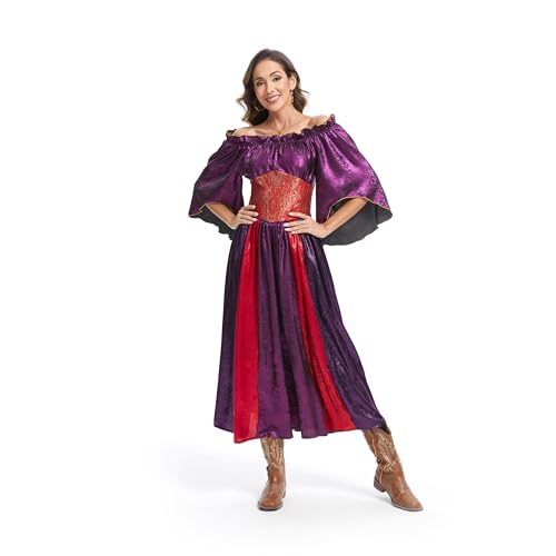 Pixiemain Renaissance-Kostüm für Damen, mittelalterliches Chemise, Prinzessinnenkleid, lila-rot, S Pixiemain Renaissance-Kostüm für Damen, mittelalterliches Chemise, Prinzessinnenkleid, lila-rot, S von Pixiemain