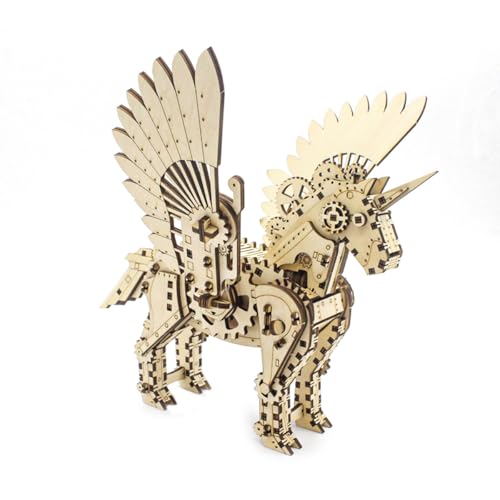 PizazzToy 3D Holz Puzzle Mechanisches Pferd, 140 Stück Holzpuzzle Erwachsene Mechanische Montage Modellbausatz Basteln Modell, Geschenke und Dekoration von PizazzToy